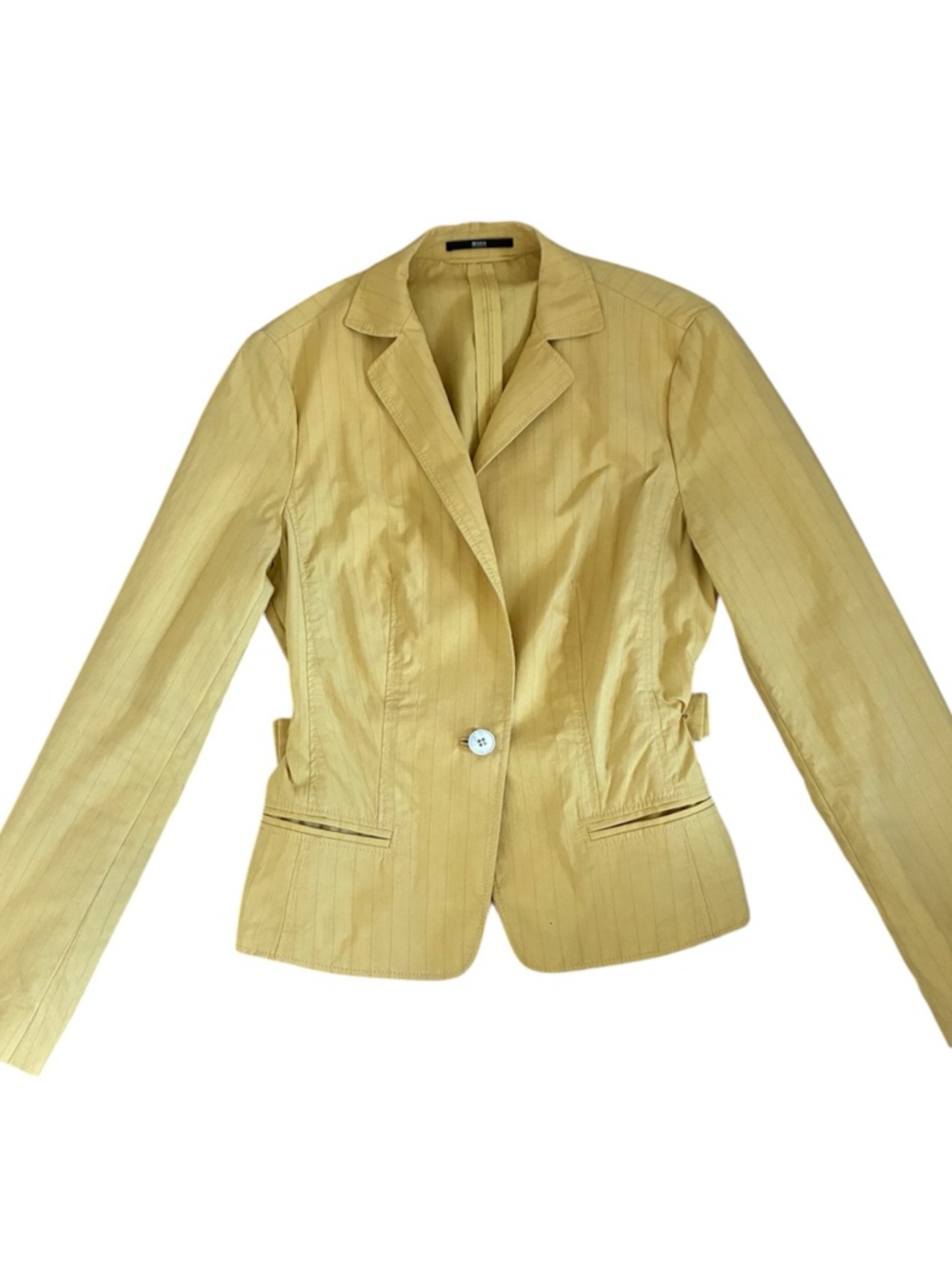 Hugo Boss Canary Yellow Textured Stretch Blazer Jacket - US 8